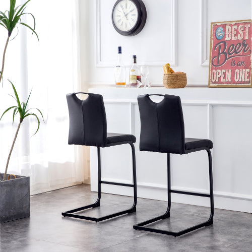 FFH Black PU Chair Barstool Dining Counter Height Chair Set of 2