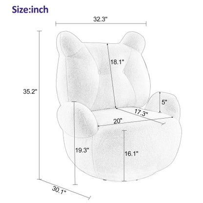 FFH Swivel Accent Chair, Teddy Short Plush Particle Velvet Armchair,360 Degree Swivel Barrel Chair for Living Room, Hotel, Bedroom, Office, Lounge