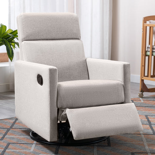 FFH Modern Upholstered Rocker Nursery Chair Plush Seating Glider Swivel Recliner Chair, Gray