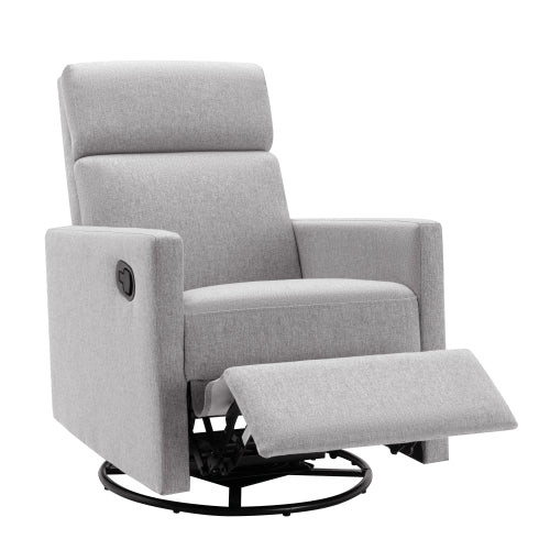 FFH Modern Upholstered Rocker Nursery Chair Plush Seating Glider Swivel Recliner Chair, Gray