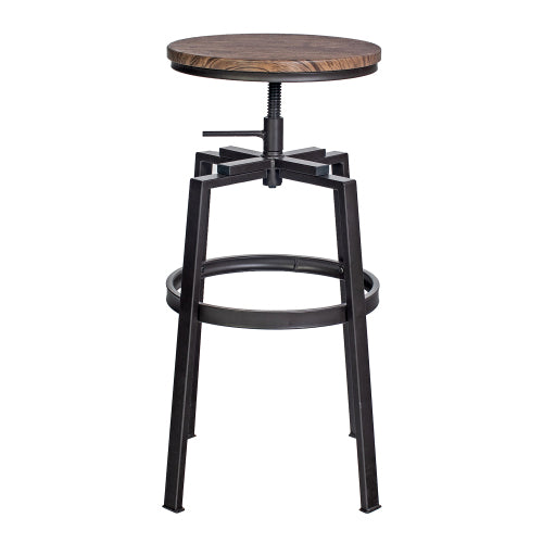 FFH Set of 2 Swivel Adjustable Height Bar Stool - WALNUT &amp; BLACK