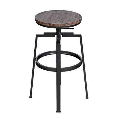 FFH Set of 2 Swivel Adjustable Height Bar Stool - WALNUT &amp; BLACK