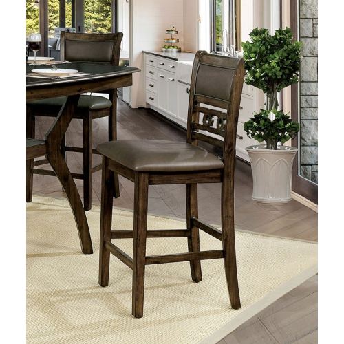 FFH Dining Room Furniture Walnut Finish Set of 2 Side Chairs Cushion Seats Unique Back Kitchen Breakfast Chairs