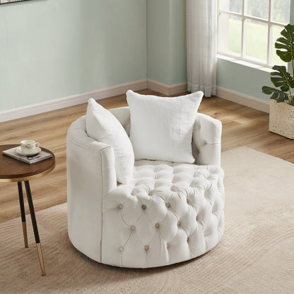 FFH Modern Swivel Barrel Chair with 360° Rotating Base and 2 Pillows, Modern Velvet Reading Chair with Shell Chairs&