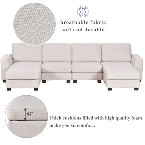 FFH U_STYLE 3 Pieces U shaped Sofa with Removable Ottomans