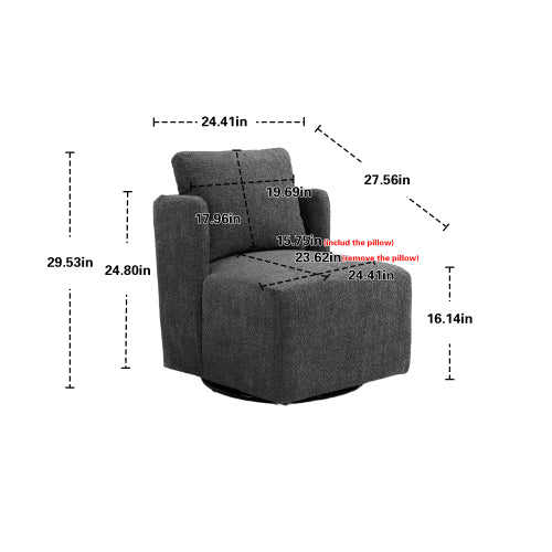 FFH Swivel Barrel Chair, Comfy Round Accent Sofa Chair for Living Room, 360 Degree Swivel Barrel Club Chair, Leisure Arm Chair for Nursery, Hotel, Bedroom, Office, Lounge