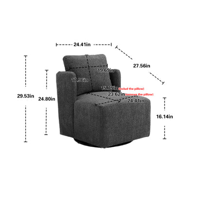 FFH Swivel Barrel Chair, Comfy Round Accent Sofa Chair for Living Room, 360 Degree Swivel Barrel Club Chair, Leisure Arm Chair for Nursery, Hotel, Bedroom, Office, Lounge