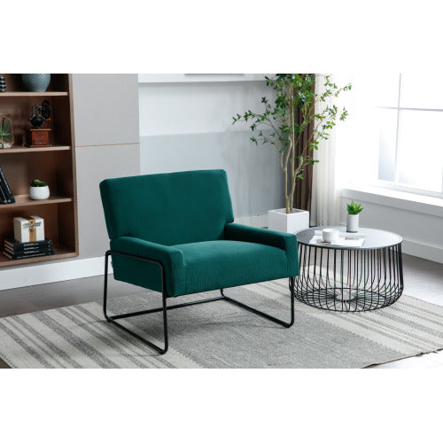 FFH Accent Chair - Modern Industrial Slant Armchair with Metal Frame - Premium High Density Soft Single chair for Living Room Bedroom