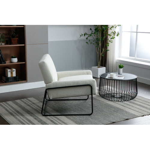 FFH Accent Chair - Modern Industrial Slant Armchair with Metal Frame - Premium High Density Soft Single chair for Living Room Bedroom