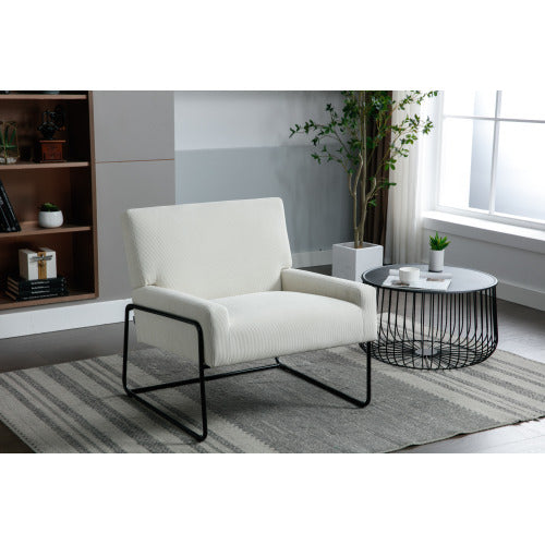 FFH Accent Chair - Modern Industrial Slant Armchair with Metal Frame - Premium High Density Soft Single chair for Living Room Bedroom