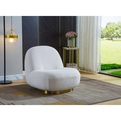 FFH Modern Velvet Swivel Accent Chair, Swivel Barrel Chair with Gold Finish Stainless Steel Base