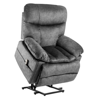 FFH 39.4&quot; Wide Oversize Big Man Modern Velvet Power Lift Assist Recliner With Heating and Massage