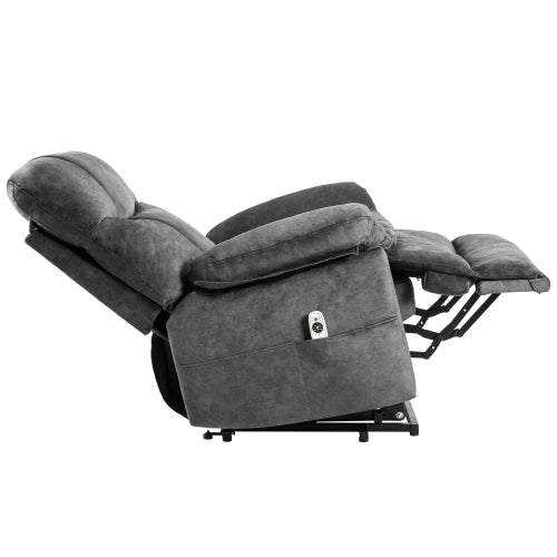 FFH 39.4&quot; Wide Oversize Big Man Modern Velvet Power Lift Assist Recliner With Heating and Massage