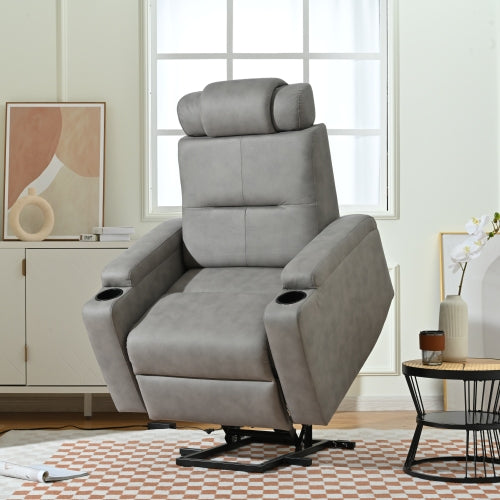 FFH Power Lift Recliner Chair for Elderly,Recliner Chair for Living Room,Modern Reclining Sofa Chair, Electric Lift Recliner for Seniors,Side Pocket,USB Charge Port (Light Gray)