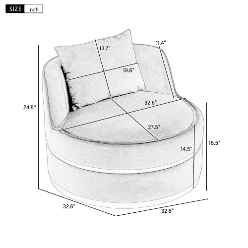 FFH 360 Degree Swivel Accent Chair Velvet Modern Upholstered Barrel Chair Over-Sized Soft Chair with Seat Cushion for Living Room, Bedroom, Office, Apartment, Green