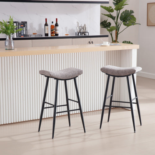 FFH Counter Height Bar Stool Set of 2 for Dining Room Kitchen Counter Island, PU Upholstered Breakfast Stools With Footrest,Cream