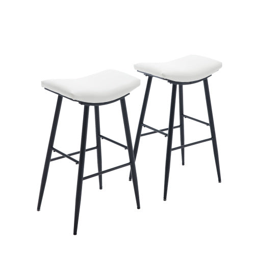 FFH Counter Height Bar Stool Set of 2 for Dining Room Kitchen Counter Island, PU Upholstered Breakfast Stools With Footrest,Cream