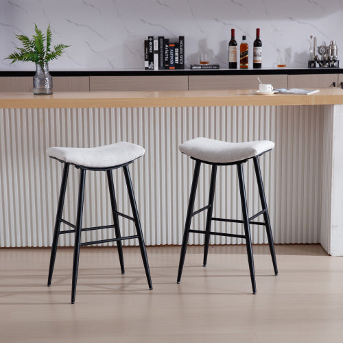 FFH Counter Height Bar Stool Set of 2 for Dining Room Kitchen Counter Island, PU Upholstered Breakfast Stools With Footrest,Cream