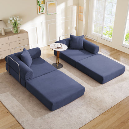 FFH Modular Convertible Floor Sofa Bed, Comfy Foldable Sleeper Cloud Couch for Living Room, Bedroom, Dark Blue Corduroy