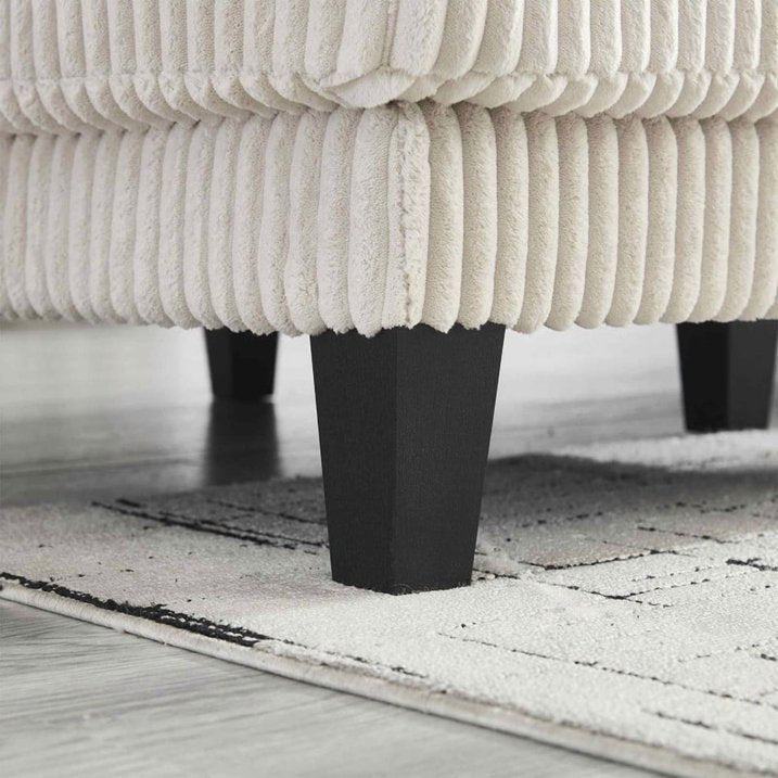 FFH 114" U Shaped Sectional Sofa, Oversized Modular Cloud Couch with Double Chaise, Corduroy 4 Seater Sofa Set for Living Room, Beige