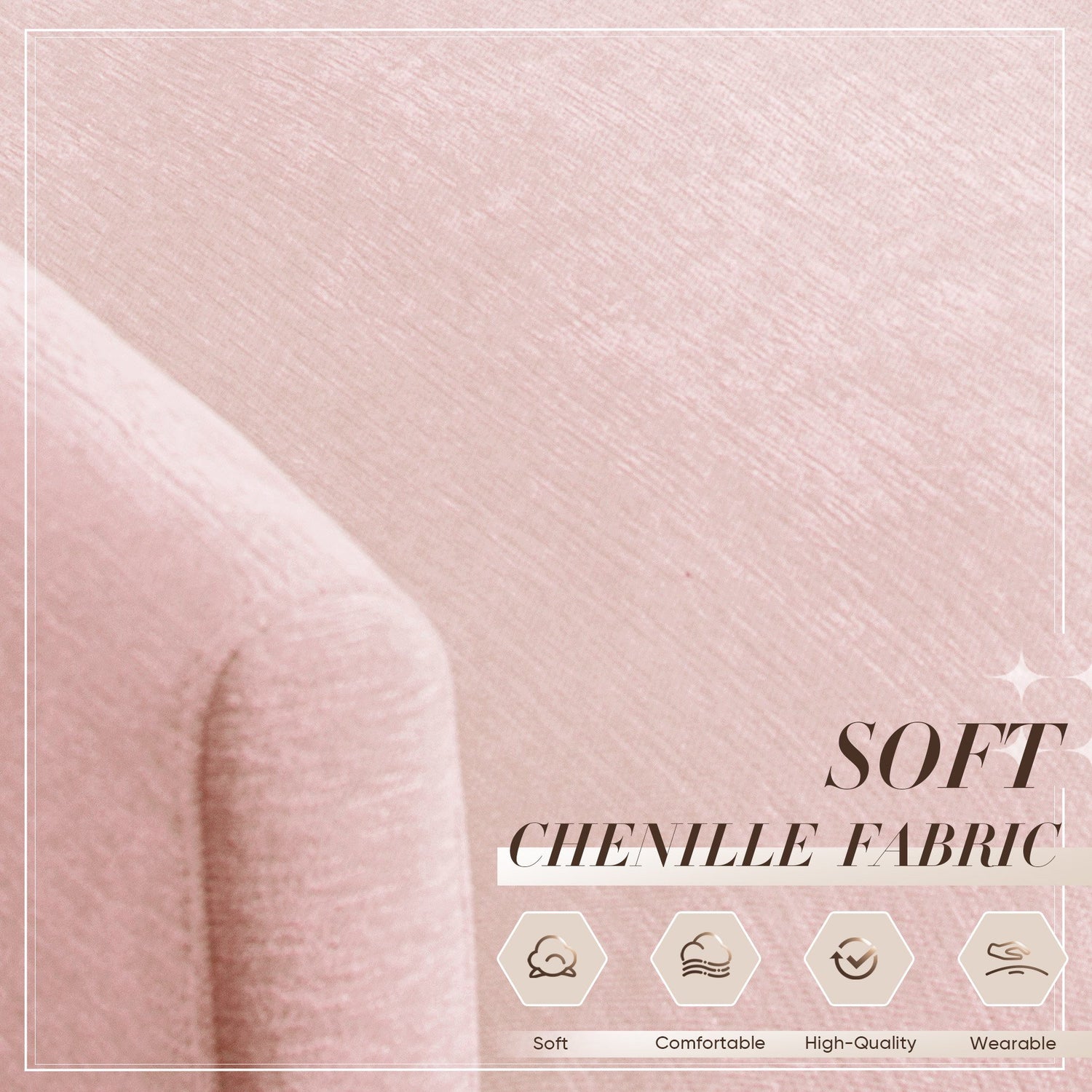 FFH Oversized Lounge Chair with Ottoman, Plush Cloud Accent Armchair for Living Room, Bedroom, Pink Chenille