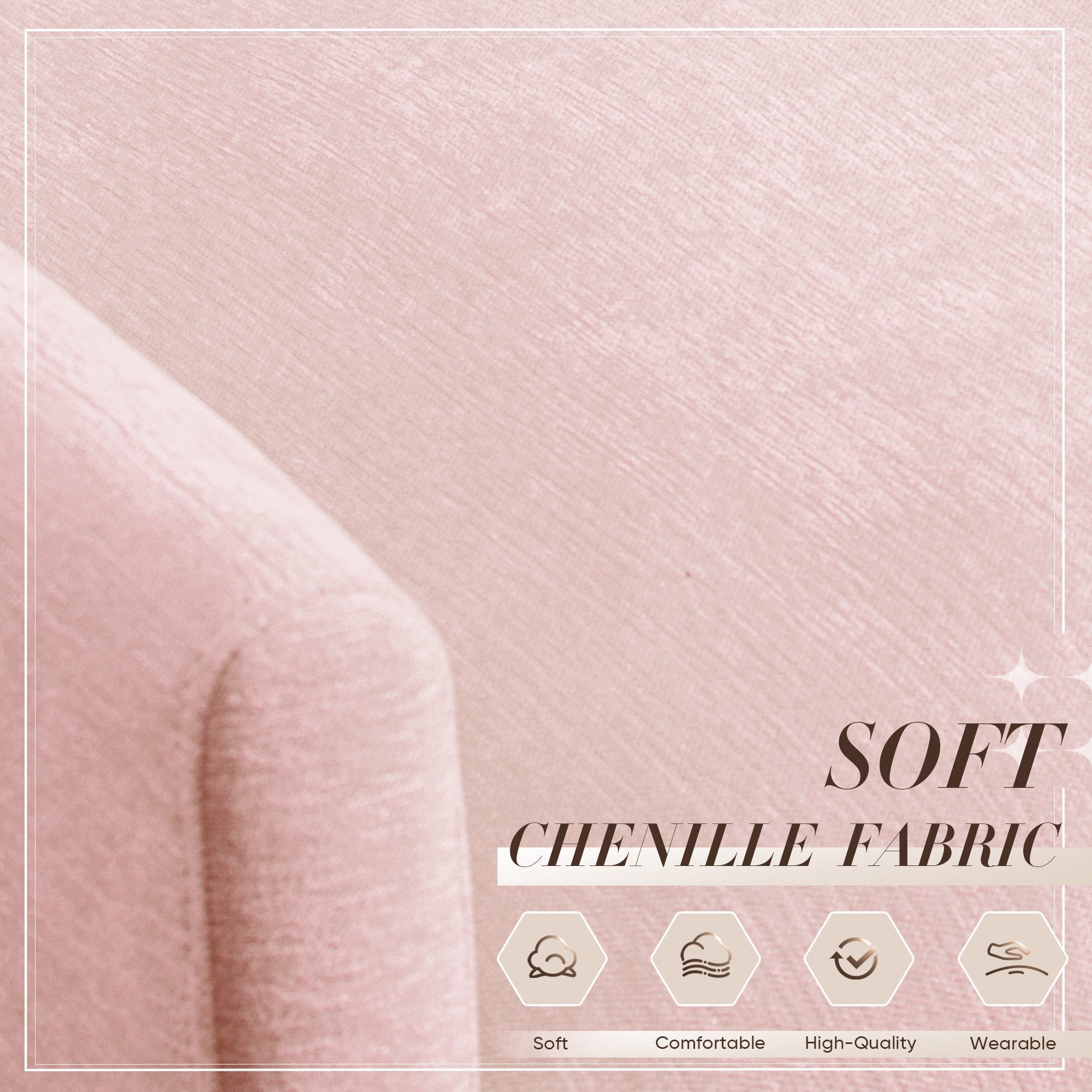FFH Oversized Lounge Chair with Ottoman, Plush Cloud Accent Armchair for Living Room, Bedroom, Pink Chenille