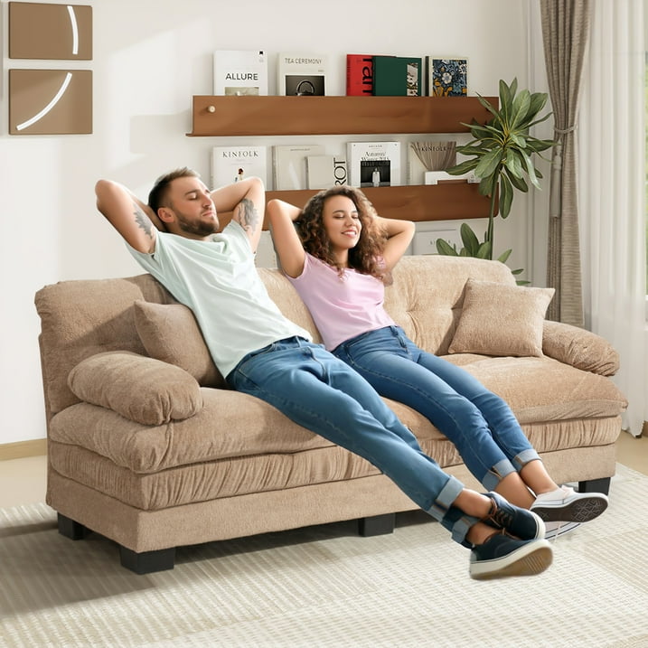 FFH 2-seat Sectional Sofa Modular Deep Seat Sofa Couch,84&quot; Modern Loveseat Sofa for Living Room,Chenille Recliner,Spring Cushions,Solid Wood Frame,Easy Assembly for Small Spaces