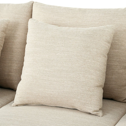 FFH 3-Seater Fabric Lounge Sofa with 3 Pillows &amp; Deep Seat, Modern Comfy Upholstered Couch with Wood Legs, 80.5&quot;*34&quot;*34&quot;
