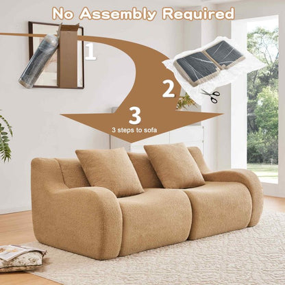 FFH 82.7" Boneless Loveseat, Teddy Sofa Sectional for Living Room, Modular Cloud Couch with Deep Seat, Streamlined Design (Camel, 2 Seater)