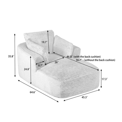 FFH Chaise Lounge Indoor, Cozy Lounge Chair Sleeper Sofa for Adults, No Assembly Required, Orange Corduroy