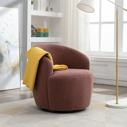 FFH Swivel Accent Chair Barrel Chair, Round Sherpa Armchair Sofa Chair for Living Room, Pink Teddy