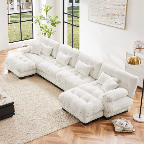 FFH Modern Modular Sectional Sofa,94.4&quot; Oversized Loveseat Couch,Chenille Cloud Couches for Living Room,Tufted 2 Seater Cloud Sofas with Deep Seat