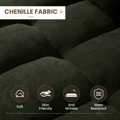 FFH Convertible Sofa Bed, Sectional Sleeper Sofa with Storage Chaise, L-Shaped Couch for Living Room, Green Chenille