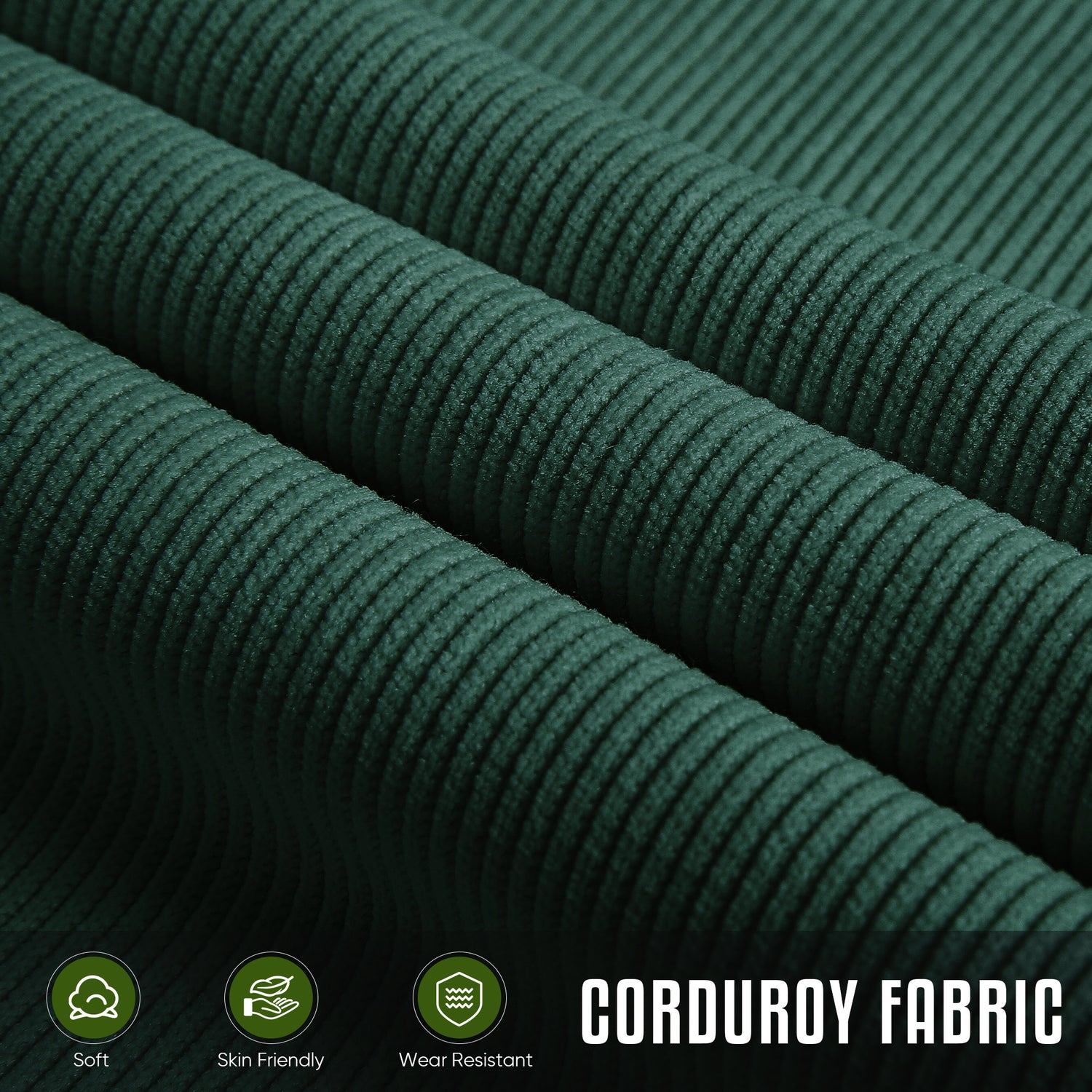 FFH 120&quot; U-Shaped Sectional Sofa with USB &amp; Storage, Living Room 4-Seater Couch with Double Chaise Lounge, Cup Holders, Green Corduroy