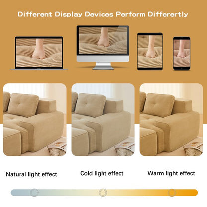 FFH Loveseat Sofa, 80" Modular Sectional Sofa for Living Room, Corduroy 2-Seater Cloud Couch with Deep Seat, Pearl-like Piping, Tufted Design, No Assembly, Anti-slip Design (Camel, 2 Seater)