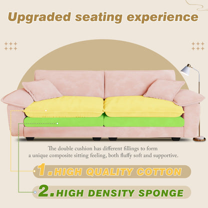 FFH 80.5" Corduroy Loveseat Sofa, Oversized Upholstered 2-Seater Fluffy Cloud Sleeper Couch for Living Room/Apt, Pink