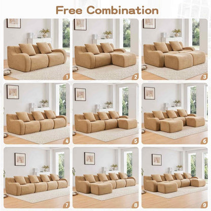 FFH 82.7" Boneless Loveseat, Teddy Sofa Sectional for Living Room, Modular Cloud Couch with Deep Seat, Streamlined Design (Camel, 2 Seater)