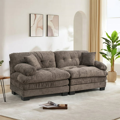 FFH 2-seat Sectional Sofa Modular Deep Seat Sofa Couch,84&quot; Modern Loveseat Sofa for Living Room,Chenille Recliner,Spring Cushions,Solid Wood Frame,Easy Assembly for Small Spaces