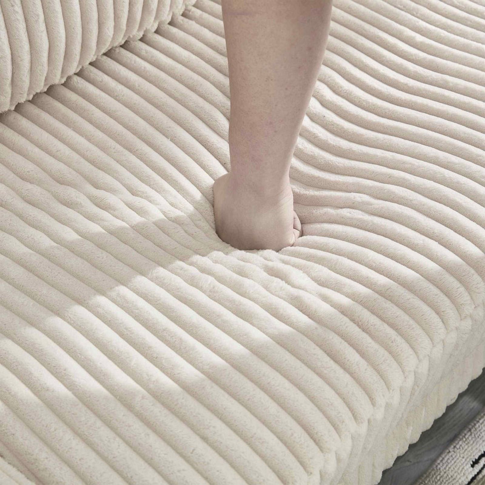 FFH 114" U Shaped Sectional Sofa, Oversized Modular Cloud Couch with Double Chaise, Corduroy 4 Seater Sofa Set for Living Room, Beige