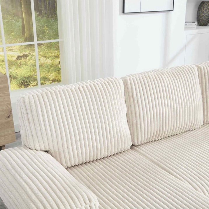 FFH 114" U Shaped Sectional Sofa, Oversized Modular Cloud Couch with Double Chaise, Corduroy 4 Seater Sofa Set for Living Room, Beige