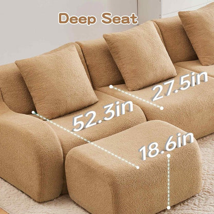 FFH 82.7" Boneless Loveseat, Teddy Sofa Sectional for Living Room, Modular Cloud Couch with Deep Seat, Streamlined Design (Camel, 2 Seater)