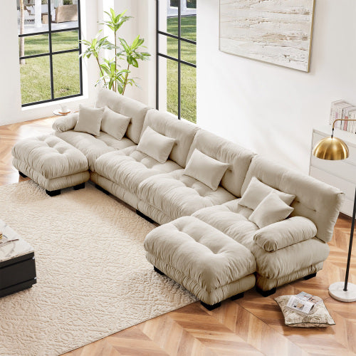 FFH Modern Modular Sectional Sofa,94.4&quot; Oversized Loveseat Couch,Chenille Cloud Couches for Living Room,Tufted 2 Seater Cloud Sofas with Deep Seat