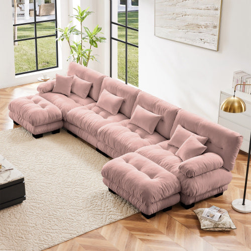 FFH Modern Modular Sectional Sofa,94.4&quot; Oversized Loveseat Couch,Chenille Cloud Couches for Living Room,Tufted 2 Seater Cloud Sofas with Deep Seat