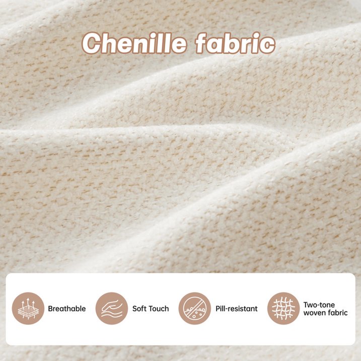 FFH Loveseat Sofa, 74" Cloud Sectional Couches for Living Room, Tufted 2-Seat Chenille Sofa with 2 Pillows, Wooden Base, Beige